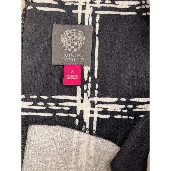 Vince Camuto Black and White Checked Sheath Dress Size 8 SKU 1121 - Picture 3 of 4